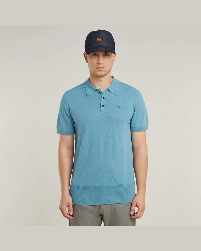 G-STAR RAW Knitted Poloshirt - Mittelblau - Herren Mittelblau