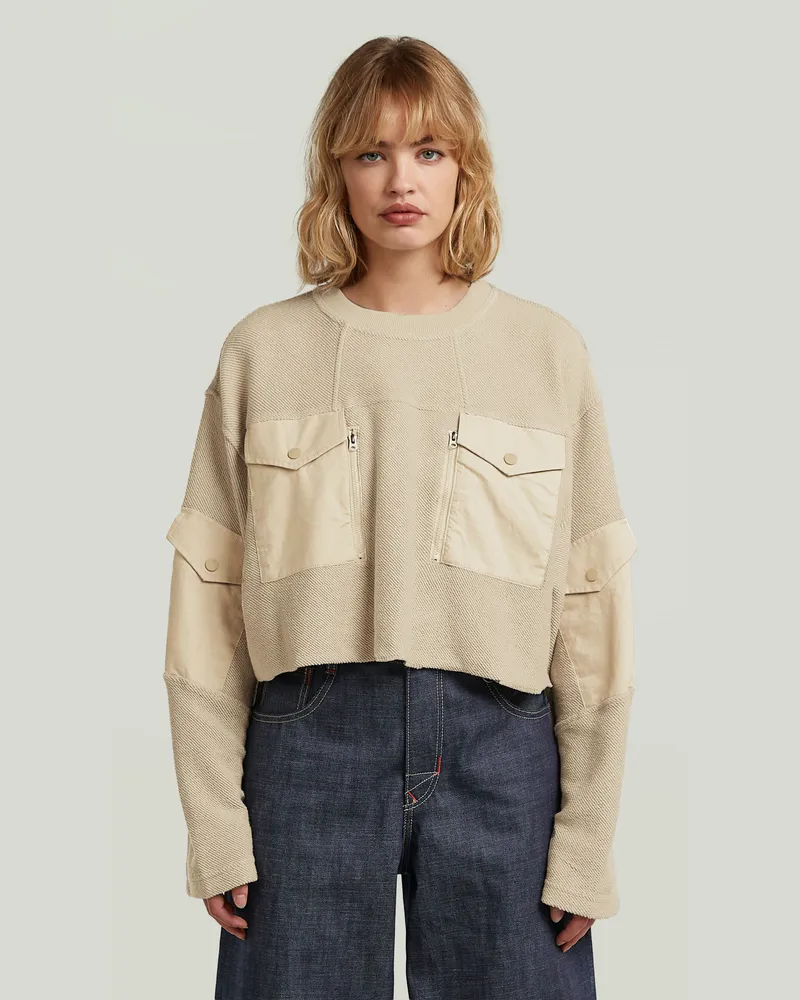 G-STAR RAW Multi Pocket Mix Loose Cropped Sweater - Beige - Damen Beige