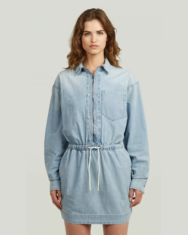 G-STAR RAW Fluid Utility Kleid - Hellblau - Damen Hellblau