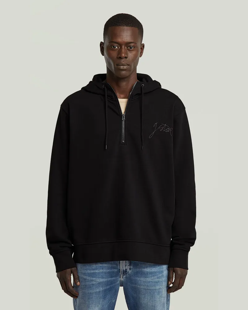 G-STAR RAW Script Half Zip Hoodie - Schwarz - Herren Schwarz