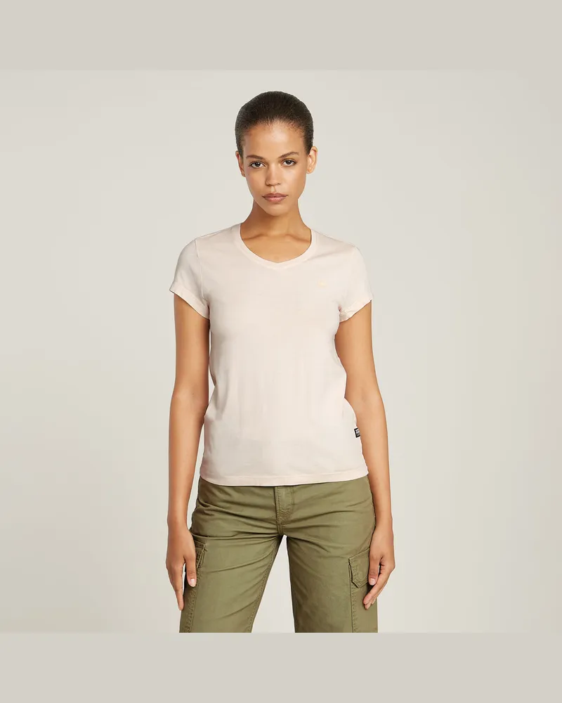 G-STAR RAW Overdyed Eyben Slim V-Neck Top 2.0 - Pink - Damen Pink