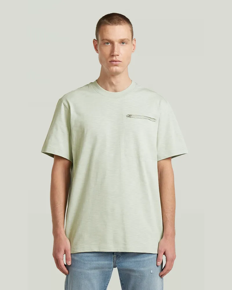 G-STAR RAW Distressed Zip Pocket T-Shirt - Grün - Herren Grün