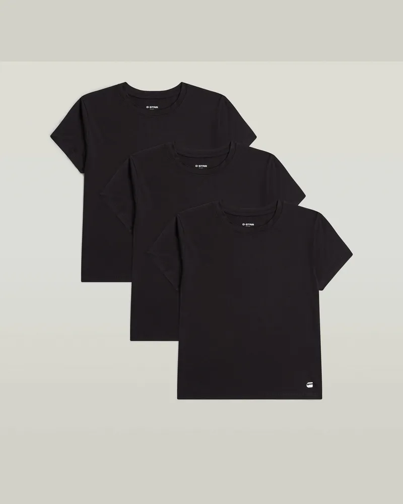 G-STAR RAW Cropped T-Shirt 3er-Pack - Schwarz - Damen Schwarz