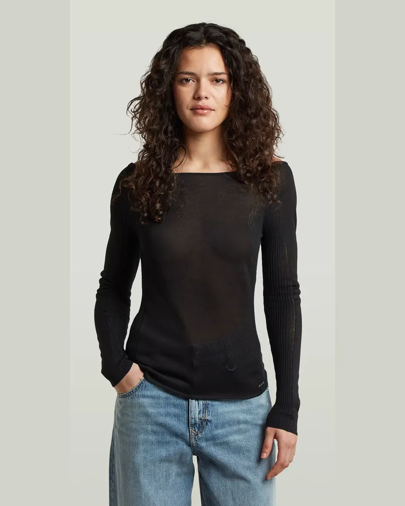 G-STAR RAW Engineered Sheer Slim Knit - Schwarz - Damen Schwarz