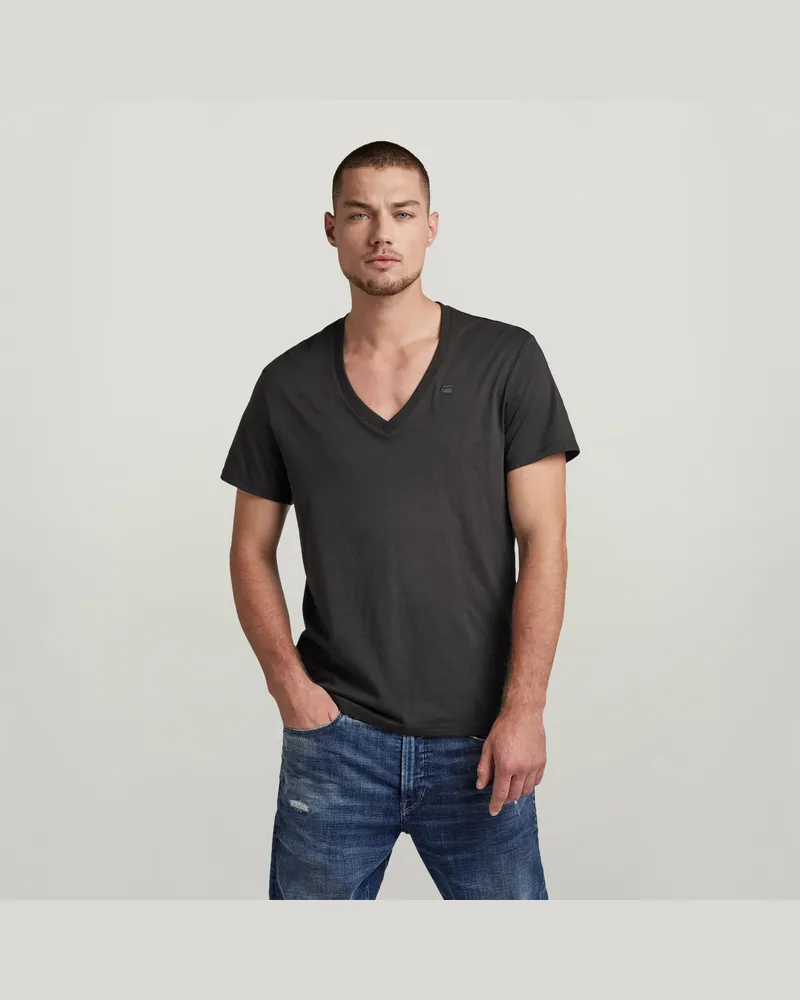 G-STAR RAW Base Heather V-Neck T-Shirt 2-Pack - Schwarz - Herren Schwarz