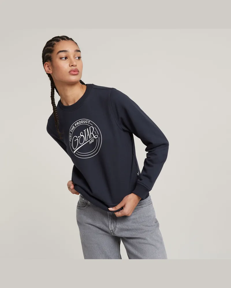 G-STAR RAW Large Logo Crew Sweatshirt - Dunkelblau - Damen Dunkelblau