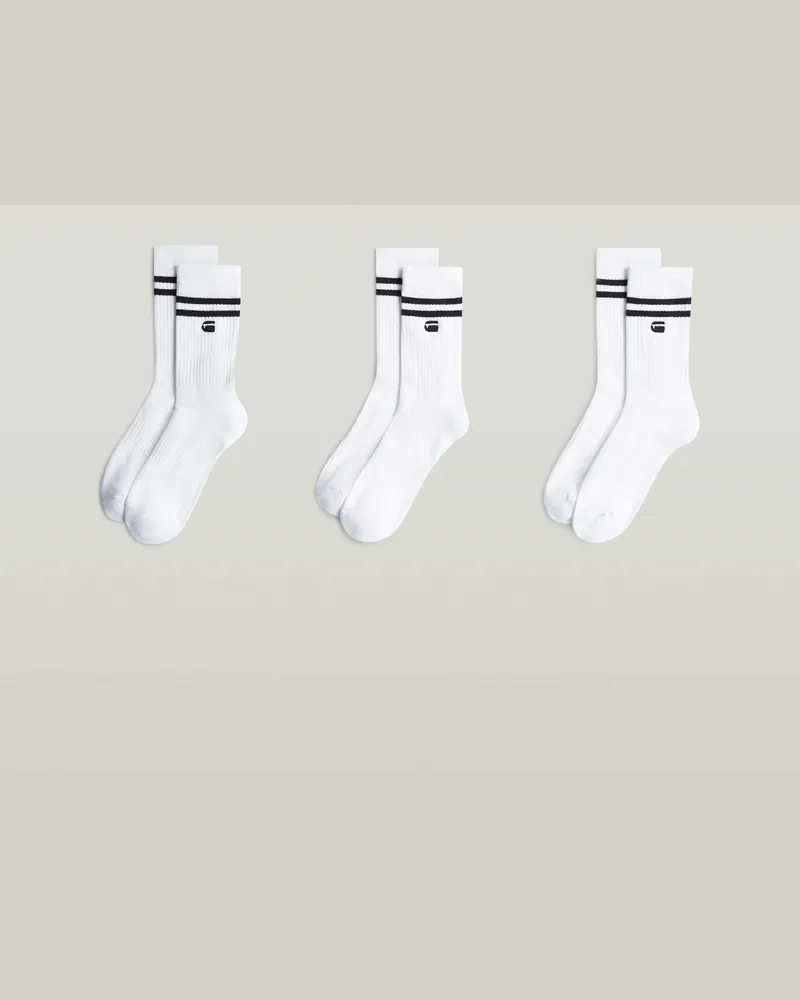 G-STAR RAW Socks Stripe 3er-Pack - Weiß - Herren Weiß