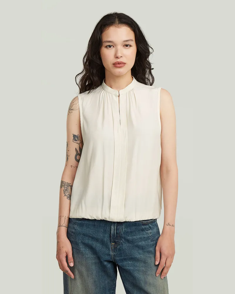 G-STAR RAW Stand-Up Collar Sleeveless Top - Weiß - Damen Weiß