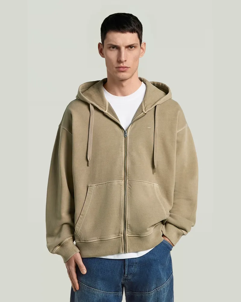 G-STAR RAW Washed Hoodie Zip Sweatshirt - Beige - Herren Beige