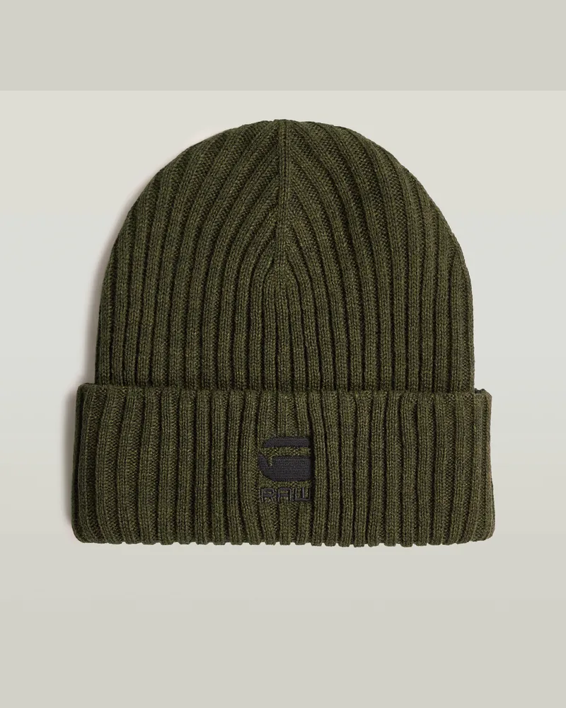 G-STAR RAW Rib Knit Beanie - Grau - Herren Grau