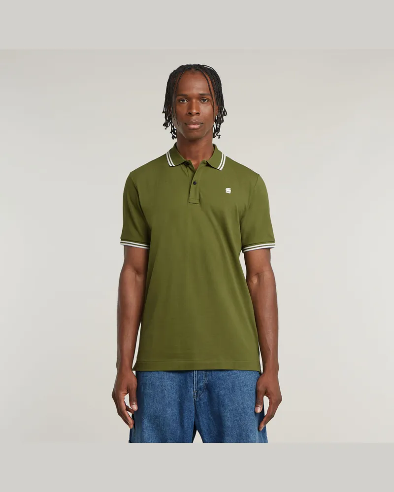 G-STAR RAW Dunda Slim Stripe Poloshirt - Grün - Herren Grün