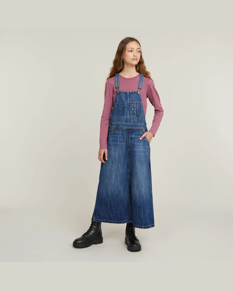 G-STAR RAW Mädchen Dungaree Kleid Long - Mittelblau - mädchen Mittelblau