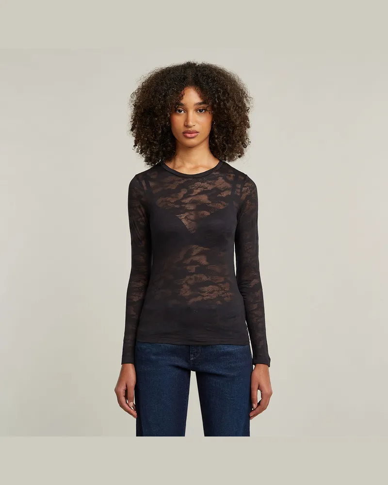 G-STAR RAW Fine Lace AOP Slim Top - Mehrfarbig - Damen Mehrfarbig