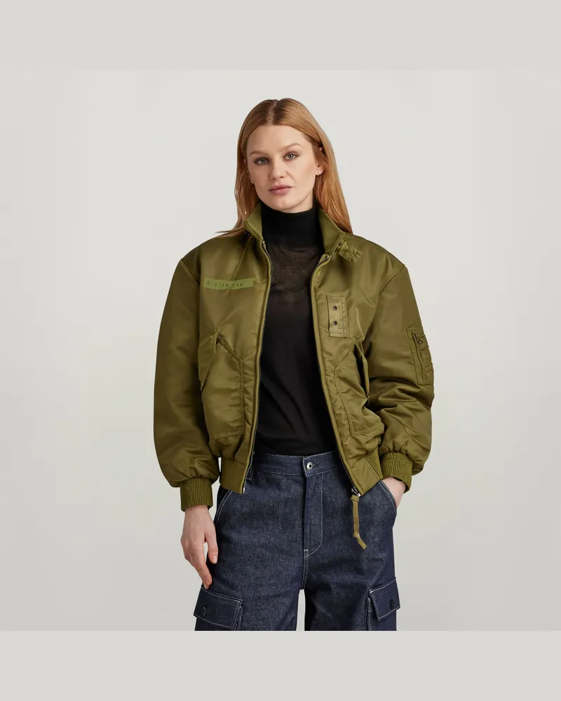 G-STAR RAW Nylon Bomber Jacke - Grün - Damen Grün