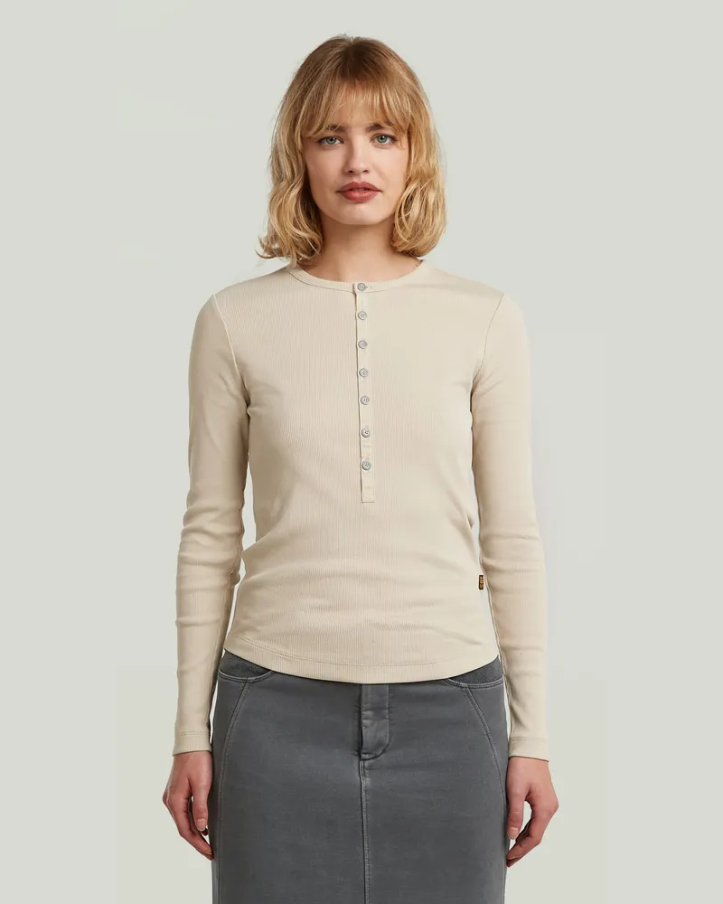 G-STAR RAW Henley Slim T-Shirt - Beige - Damen Beige