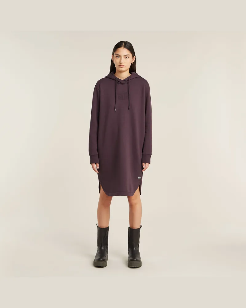 G-STAR RAW Logo Hooded Sweater Kleid - Lila - Damen Lila