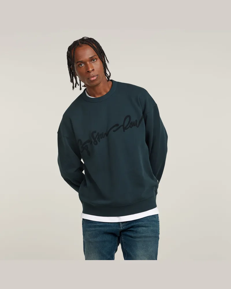 G-STAR RAW Chenille G-Script Loose Sweatshirt - Dunkelblau - Herren Dunkelblau