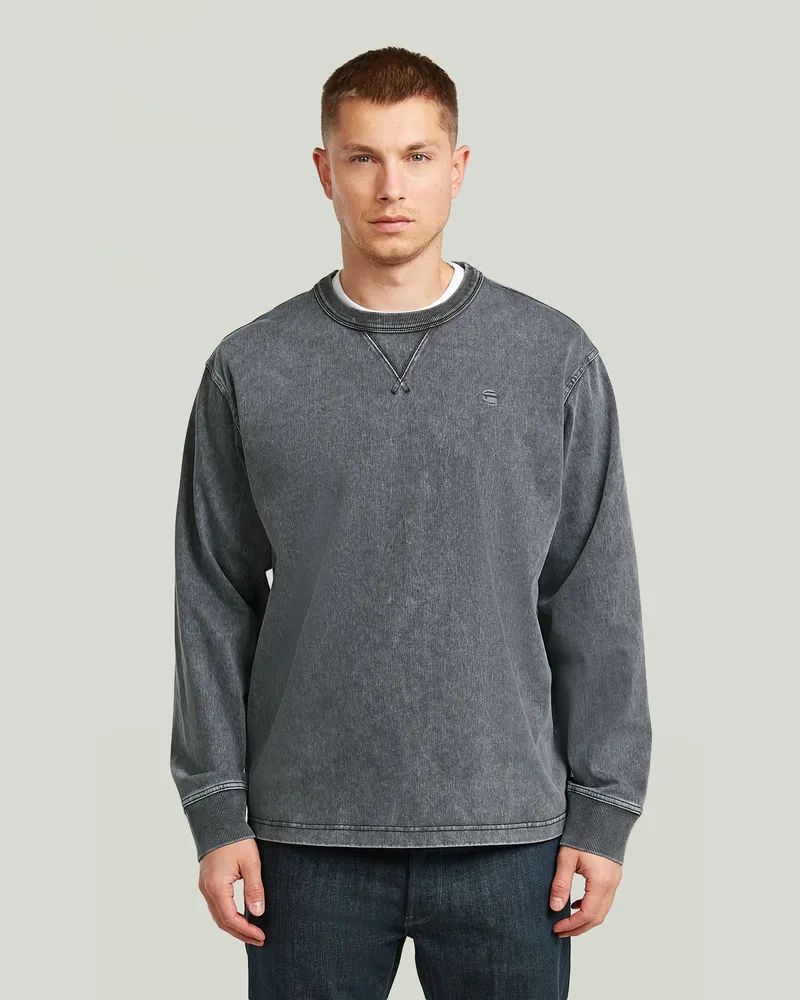 G-STAR RAW Washed Sweater - Schwarz - Herren Schwarz