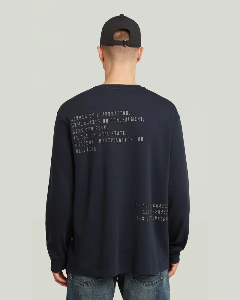 G-STAR RAW Back Embro Text Loose T-Shirt - Dunkelblau - Herren Dunkelblau