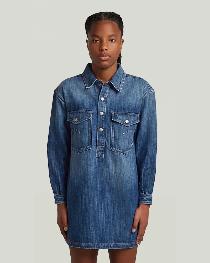 G-STAR RAW Girls Dress Shirt Collar Denim - Mittelblau - mädchen Mittelblau