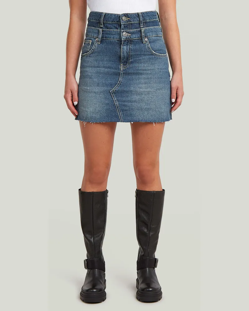 G-STAR RAW Carter Double Waistband Mini Skirt - Mittelblau - Damen Mittelblau