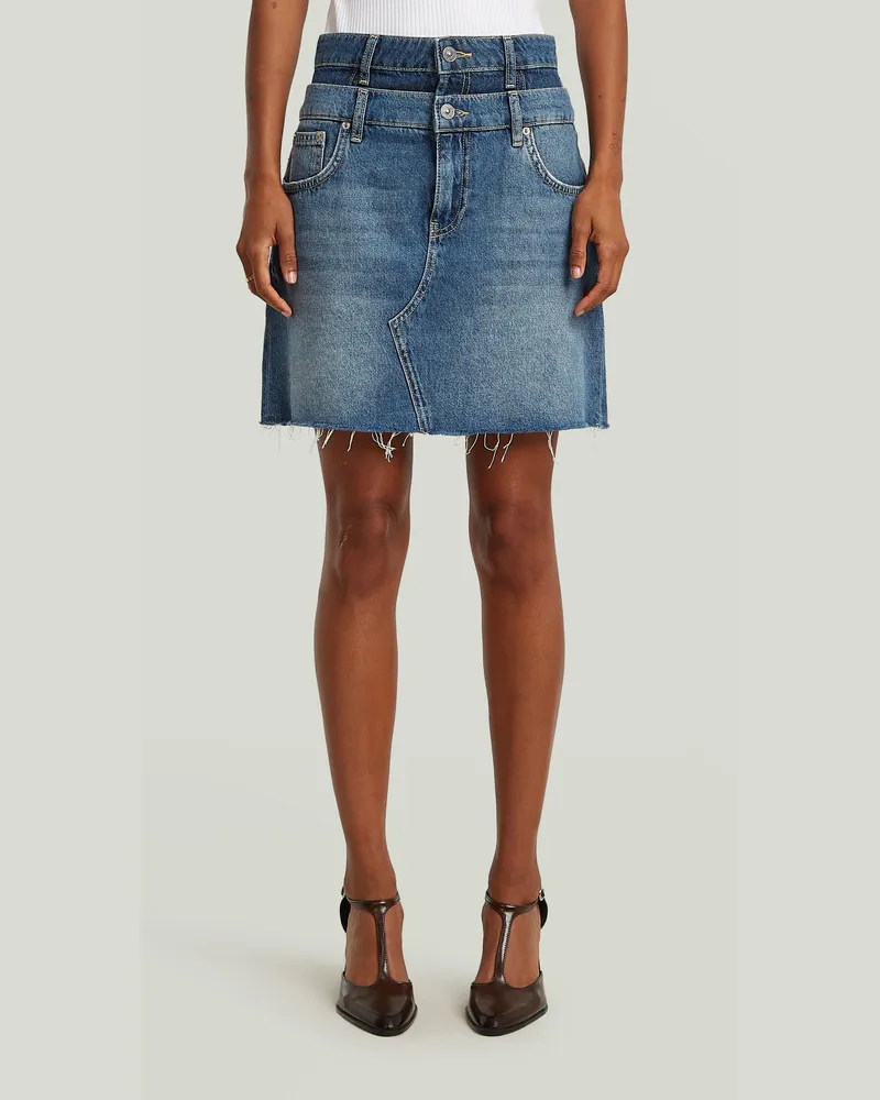 G-STAR RAW Carter Double Waistband Mini Skirt - Mittelblau - Damen Mittelblau