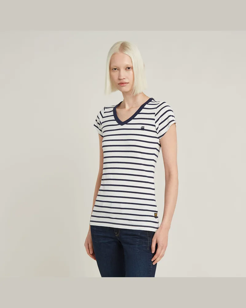 G-STAR RAW Eyben Stripe Slim V-Neck Top - Mehrfarbig - Damen Mehrfarbig