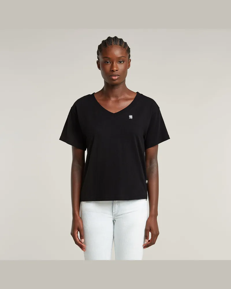 G-STAR RAW Open V-Neck Relaxed Top - Schwarz - Damen Schwarz