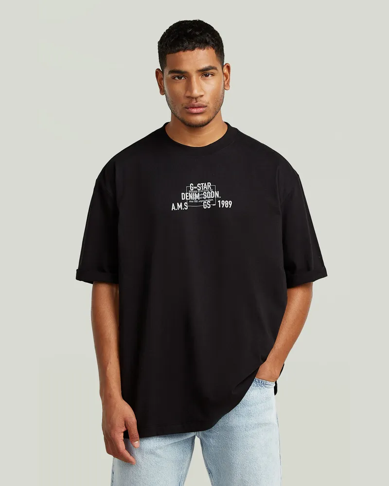 G-STAR RAW Multi Technique Graphic Relaxed T-Shirt - Schwarz - Herren Schwarz