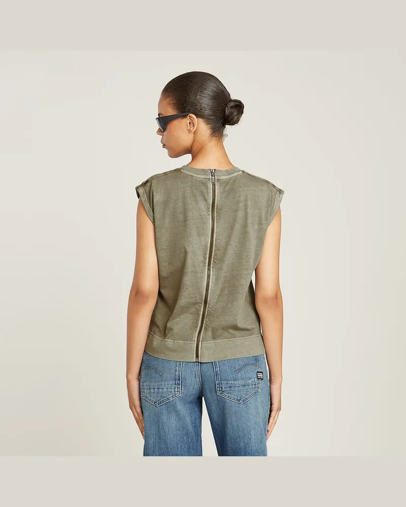 G-STAR RAW Back Zip Overdyed Top - Grün - Damen Grün