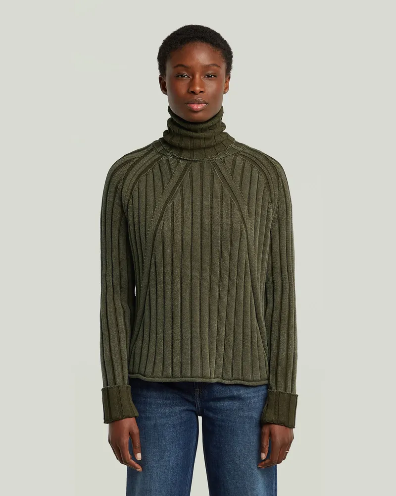 G-STAR RAW Washed Loose Turtle Knit - Grün - Damen Grün