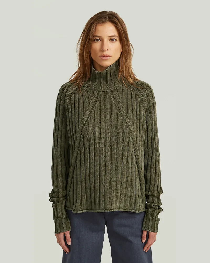 G-STAR RAW Washed Loose Turtle Knit - Grün - Damen Grün