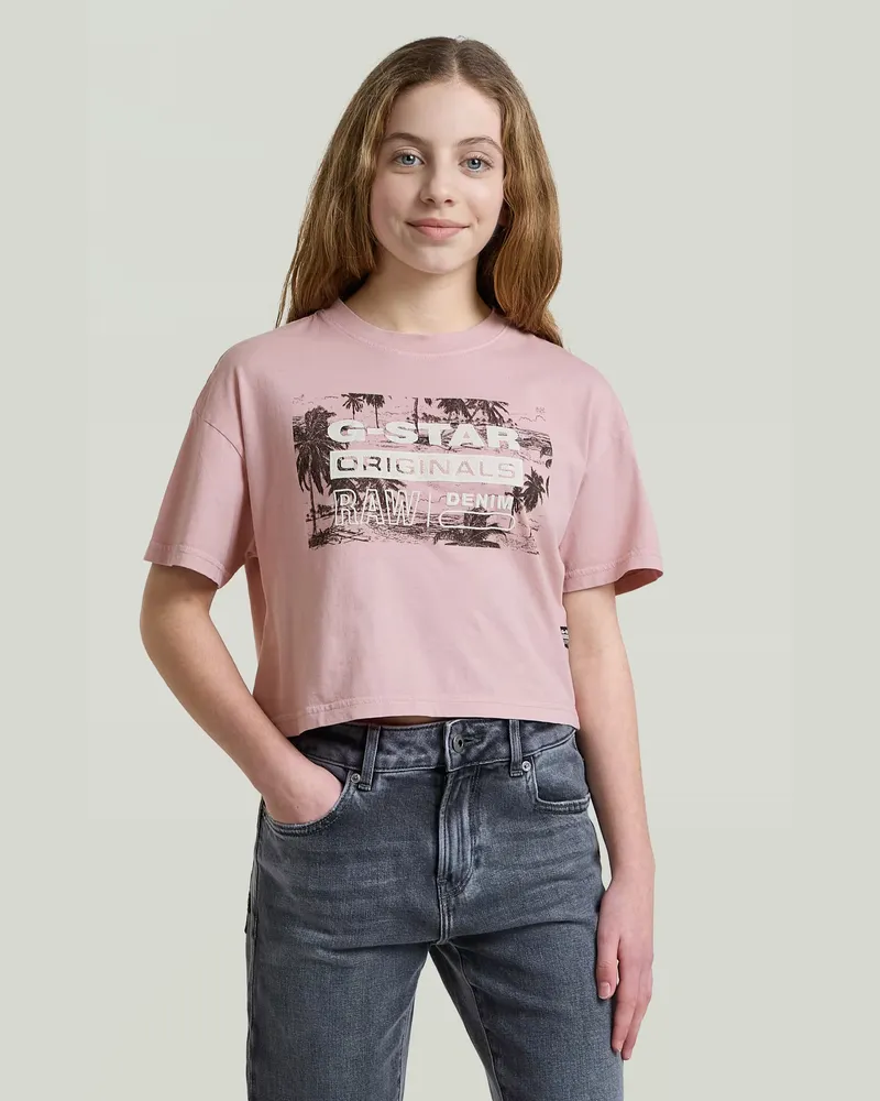 G-STAR RAW Girls Cropped Relaxed T-Shirt - Pink - mädchen Pink