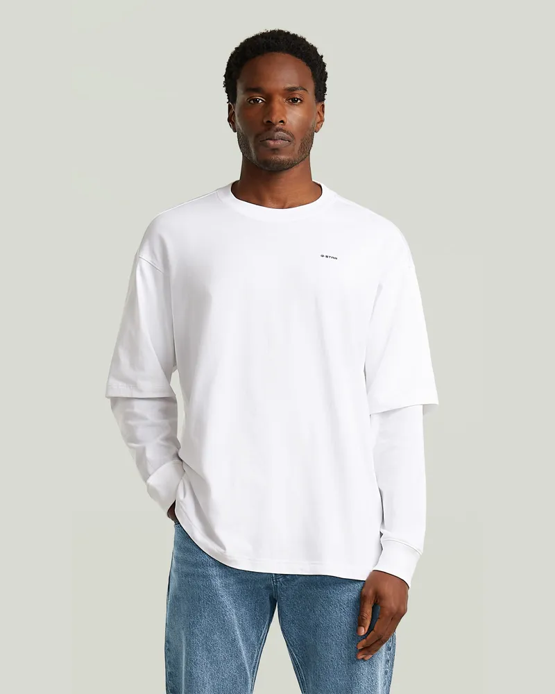 G-STAR RAW Double Sleeve Loose T-Shirt - Weiß - Herren Weiß