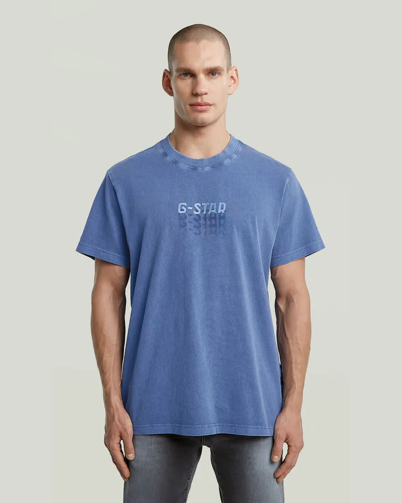 G-STAR RAW Multi Logo Overdyed Loose T-Shirt - Mittelblau - Herren Mittelblau