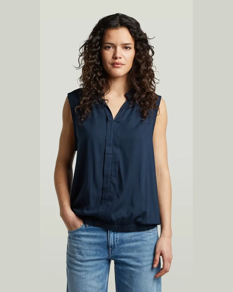 G-STAR RAW Mandarin Collar Sleeveless Top - Dunkelblau - Damen Dunkelblau