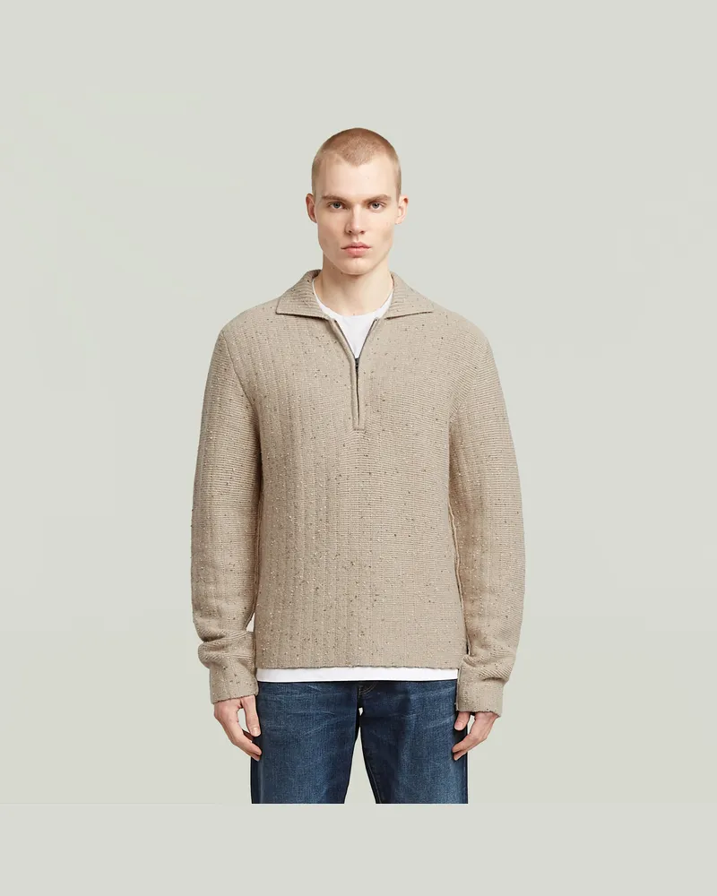 G-STAR RAW Polo Collar Half Zip Knit - Beige - Herren Beige