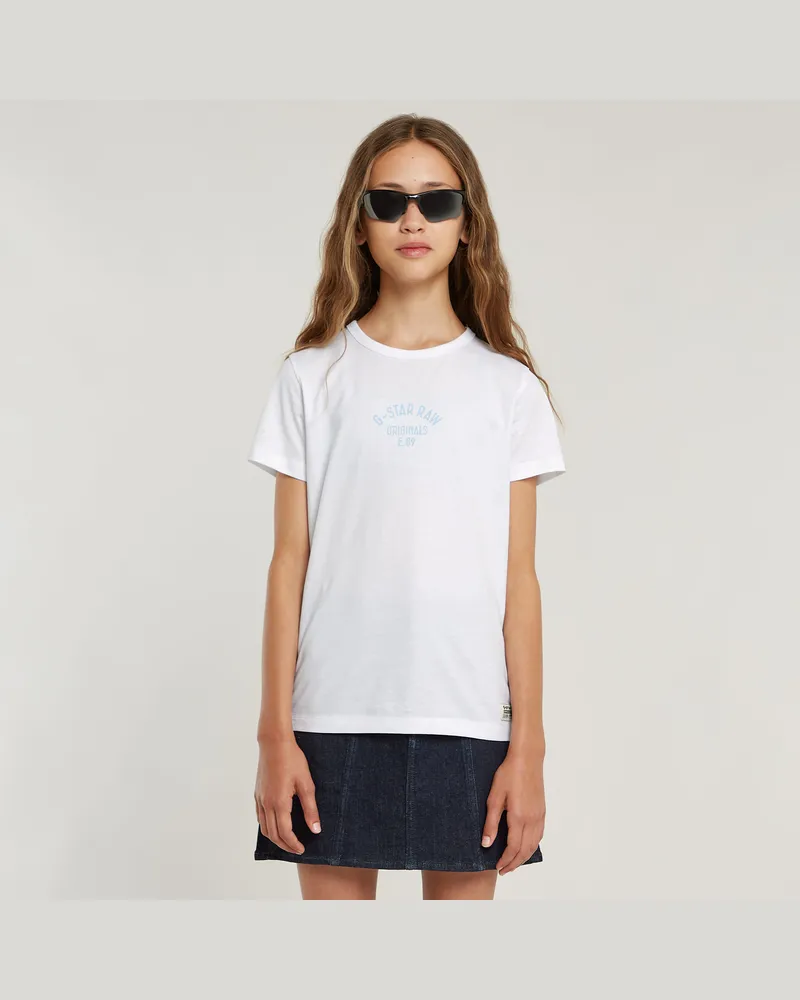 G-STAR RAW Mädchen T-Shirt Slim - Weiß - mädchen Weiß