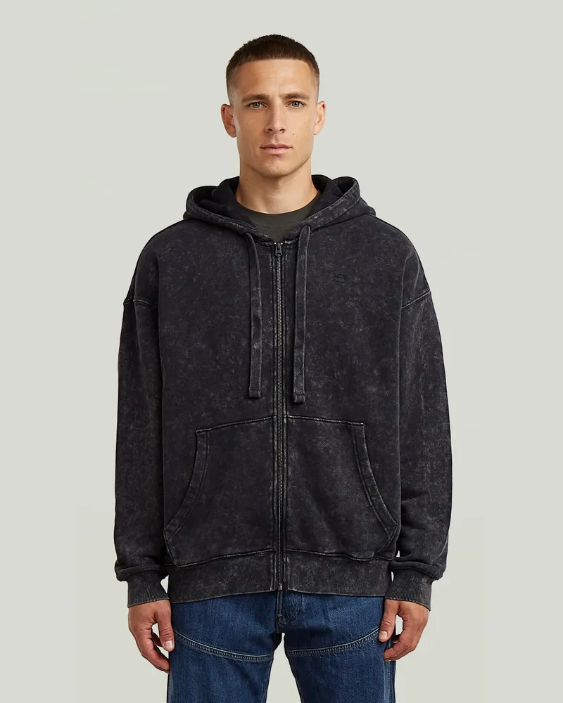 G-STAR RAW Washed Loose Full Zip Hoodie - Schwarz - Herren Schwarz