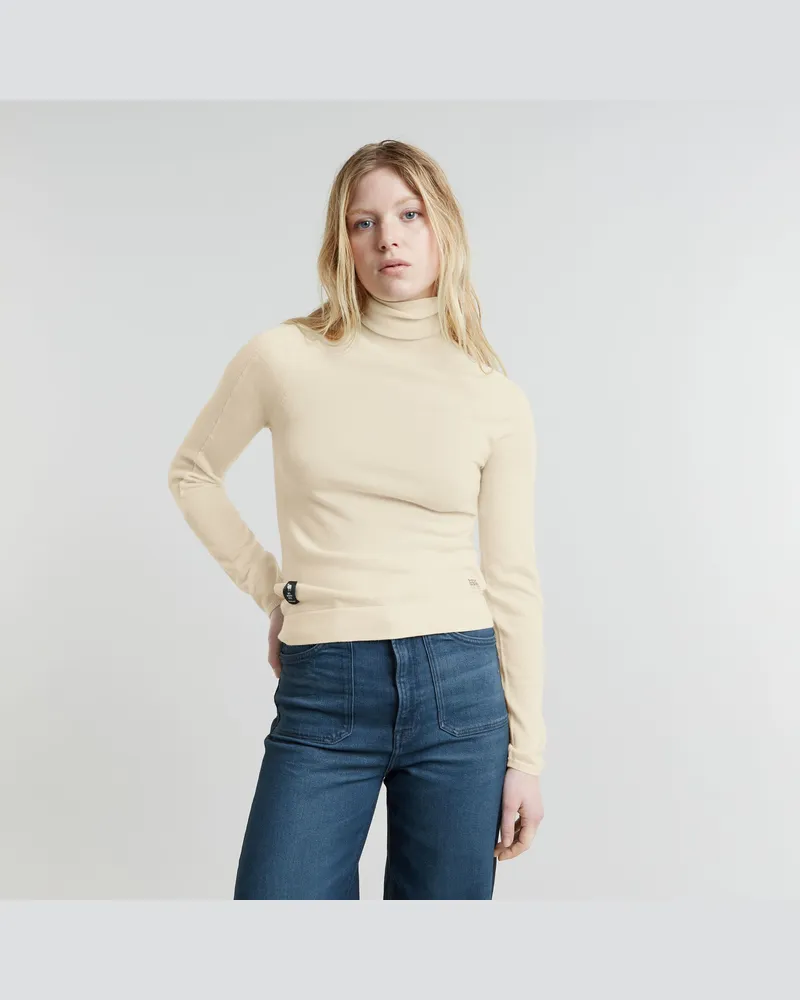 G-STAR RAW Core Slim Turtle Neck Knitted Pullover - Weiß - Damen Weiß