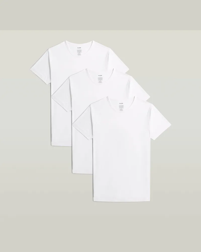 G-STAR RAW T-Shirt Crew 3er-Pack - Weiß - Herren Weiß