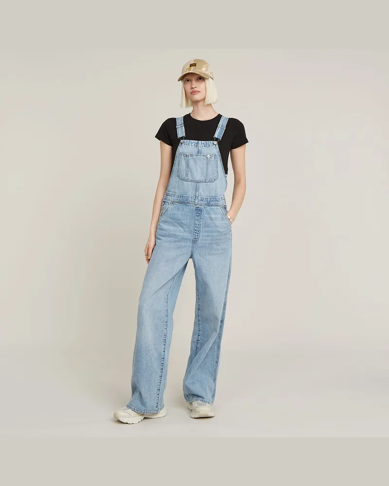 G-STAR RAW Straight Leg Latzhose - Hellblau - Damen Hellblau