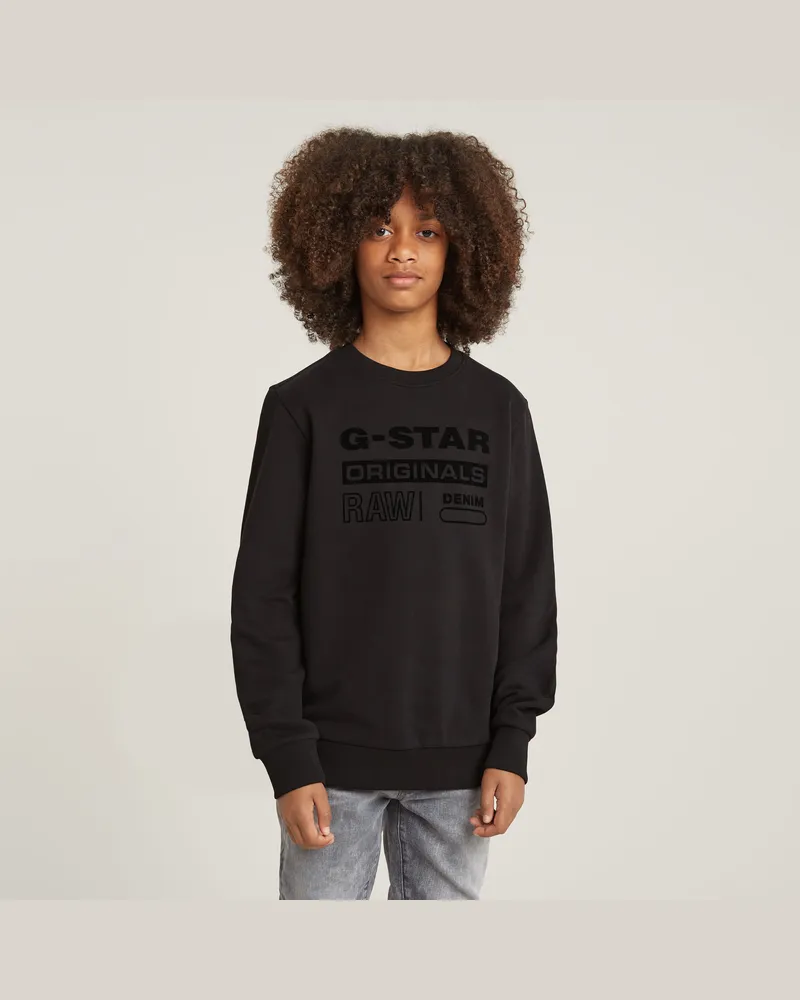 G-STAR RAW Jungen Sweatshirt Unbrushed - Schwarz - jungen Schwarz