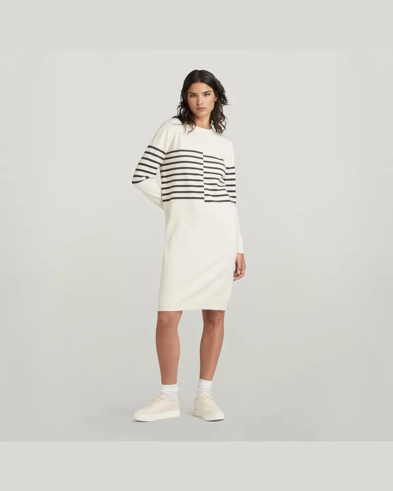 G-STAR RAW Broken Stripe Knitted Kleid - Beige - Damen Beige