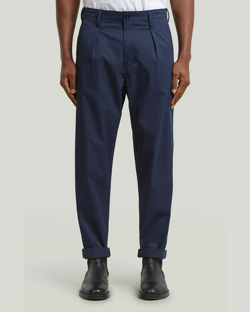 G-STAR RAW Pleated Chino Relaxed Tapered - Dunkelblau - Herren Dunkelblau