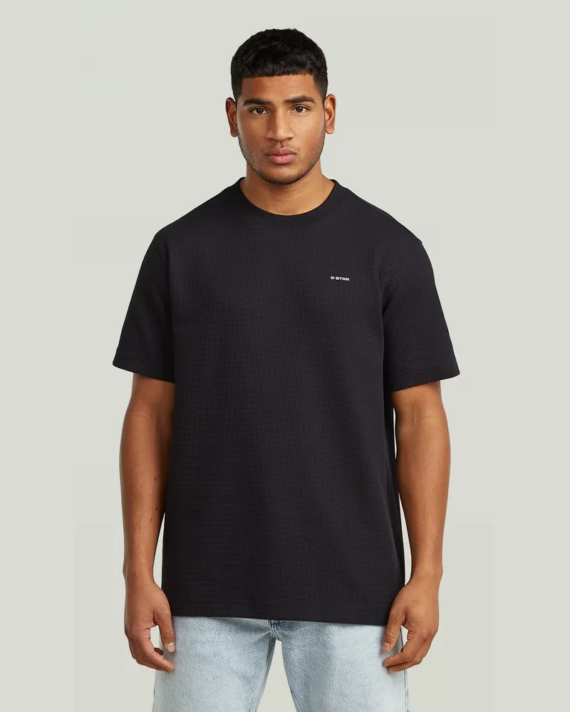 G-STAR RAW Waffle True Regular T-Shirt - Schwarz - Herren Schwarz