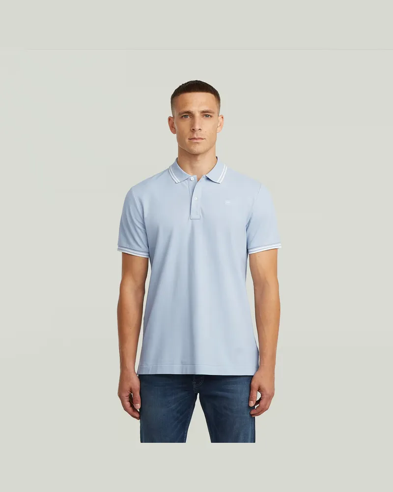 G-STAR RAW Dunda Slim Stripe Poloshirt - Hellblau - Herren Hellblau