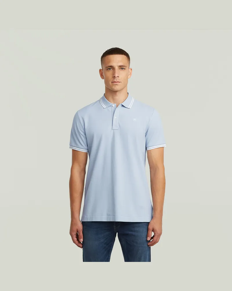 G-STAR RAW Dunda Slim Stripe Poloshirt - Hellblau - Herren Hellblau