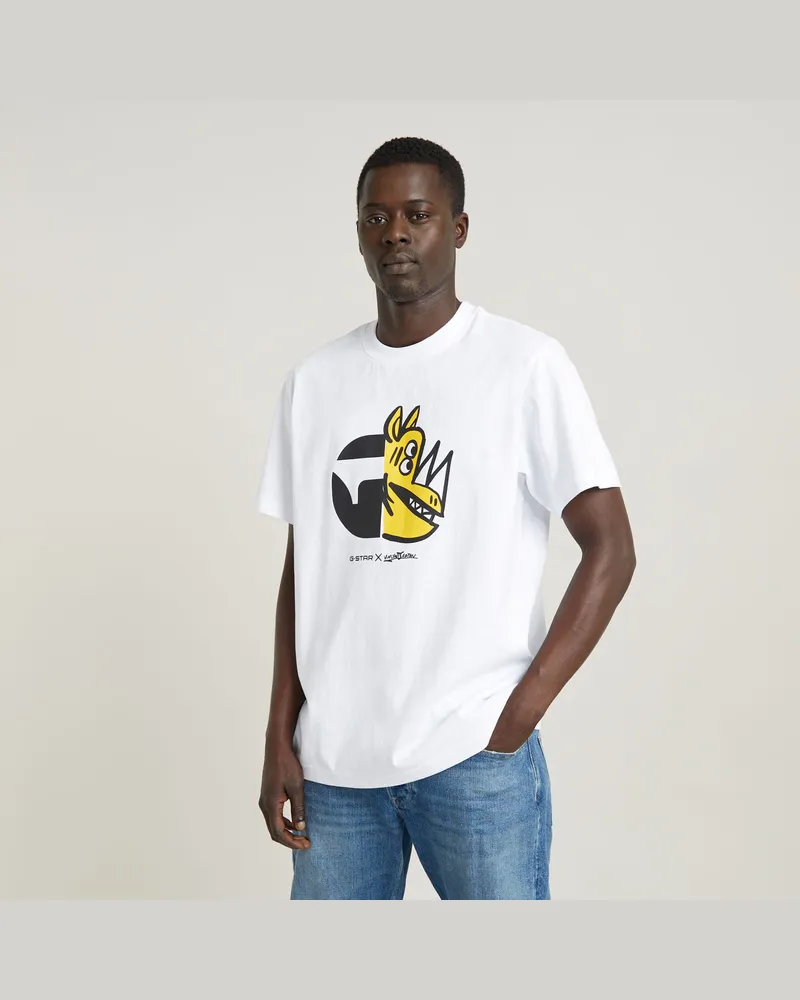 G-STAR RAW Unisex Rhino Cartoon Loose T-Shirt - Weiß - Herren Weiß