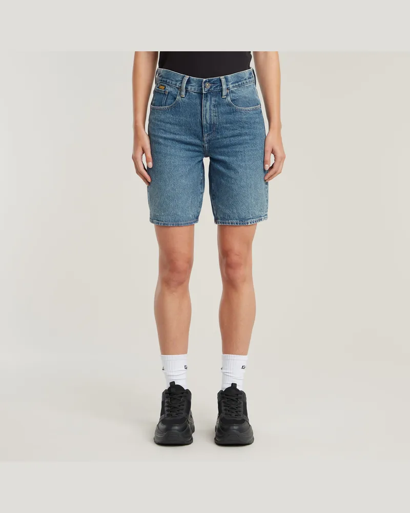 G-STAR RAW Viktoria Bermuda High Waist Shorts - Mittelblau - Damen Mittelblau